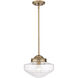 Ingalls 1 Light 12 inch Modern Brass Pendant Ceiling Light in Clear Glass, Medium